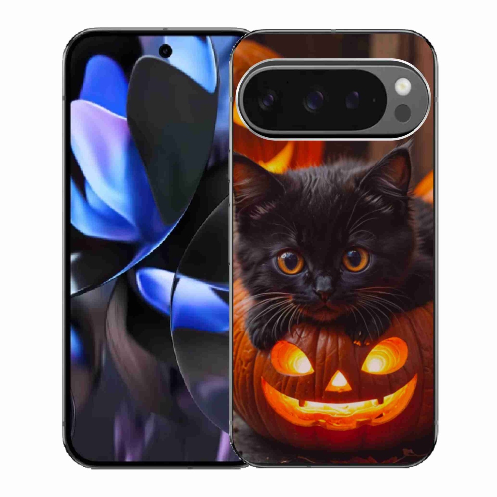 Gelový kryt mmCase na Google Pixel 9 Pro - kotě a dýně