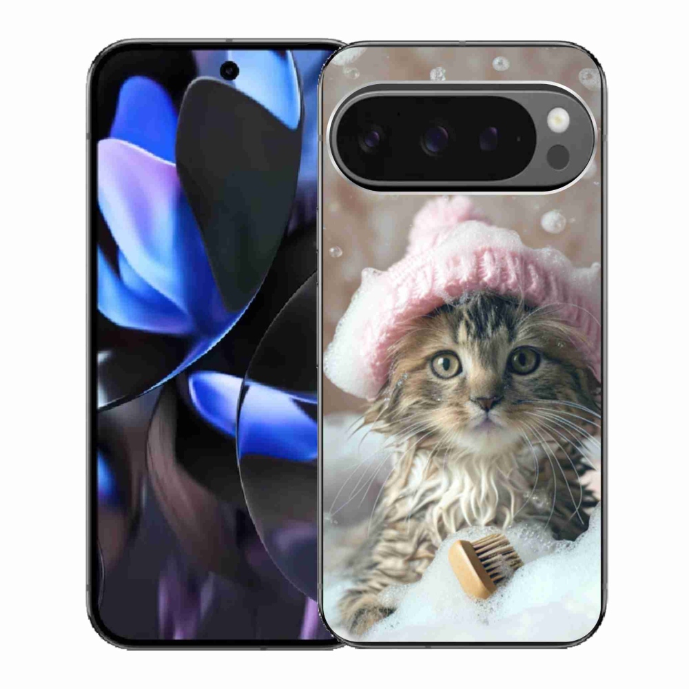 Gelový kryt mmCase na Google Pixel 9 Pro - kotě a koupel