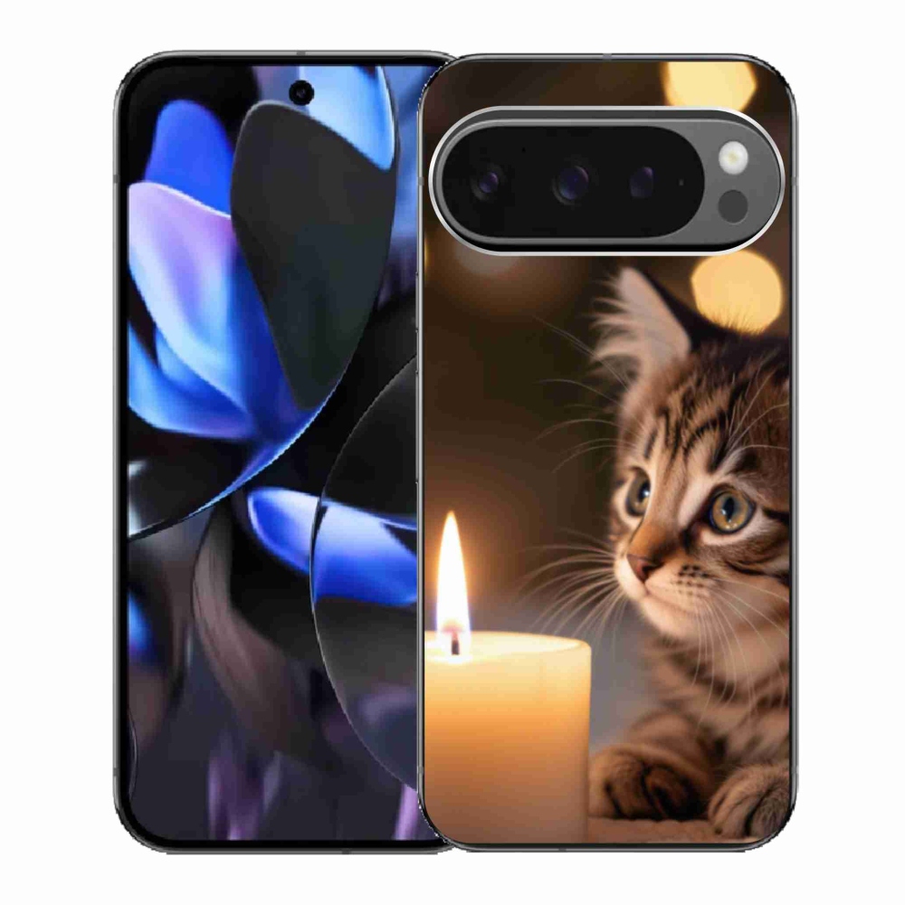 Gelový kryt mmCase na Google Pixel 9 Pro - kotě a svíčka