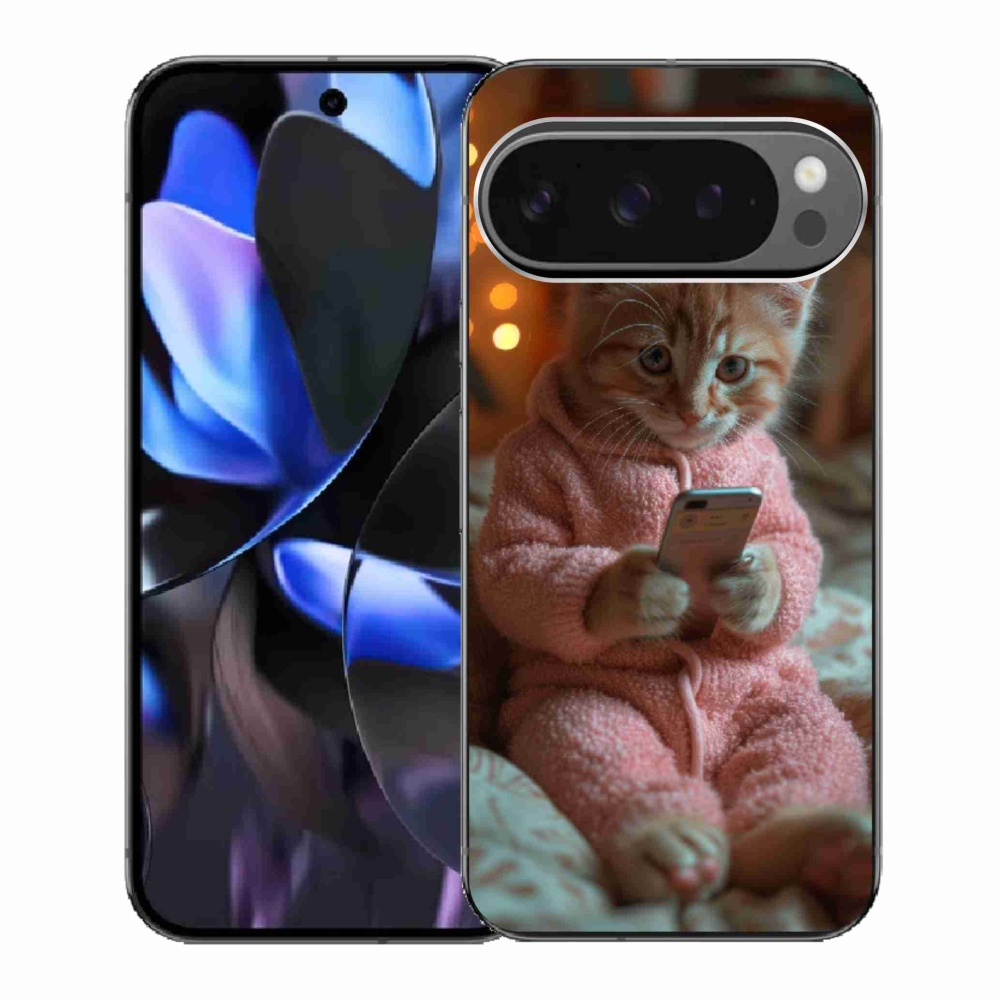 Gelový kryt mmCase na Google Pixel 9 Pro - kotě s mobilem