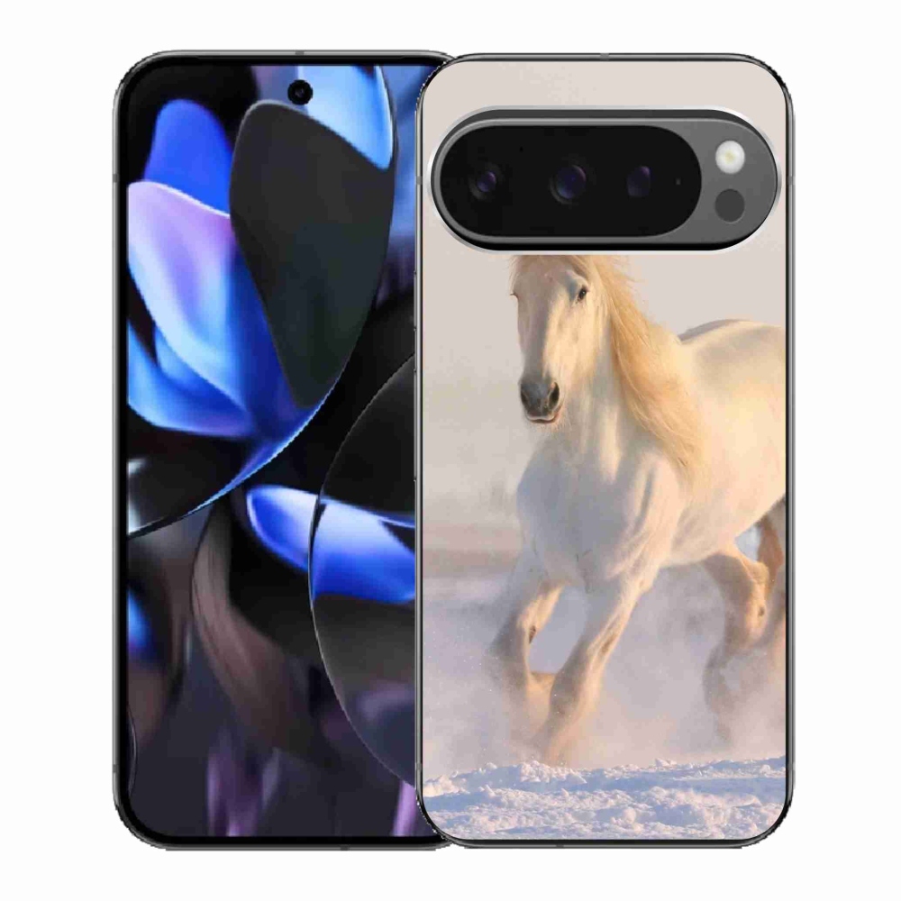 Gelový kryt mmCase na Google Pixel 9 Pro - kůň ve sněhu