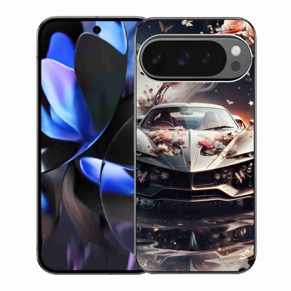 Gelový kryt mmCase na Google Pixel 9 Pro - květinový sportovní vůz