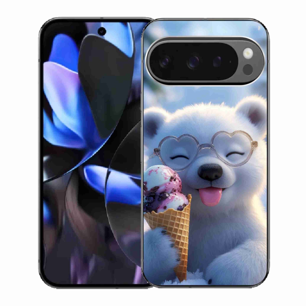Gelový kryt mmCase na Google Pixel 9 Pro - medvídek se zmrzlinou