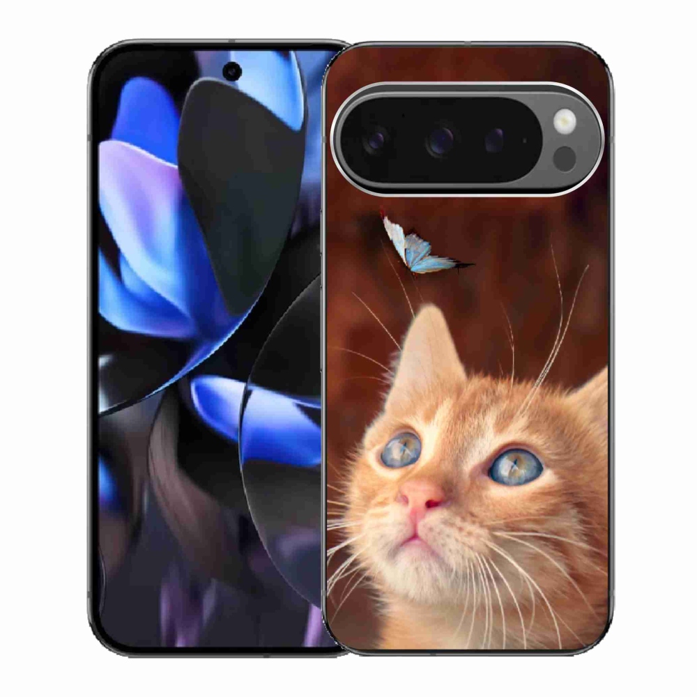 Gelový kryt mmCase na Google Pixel 9 Pro - motýl a kotě