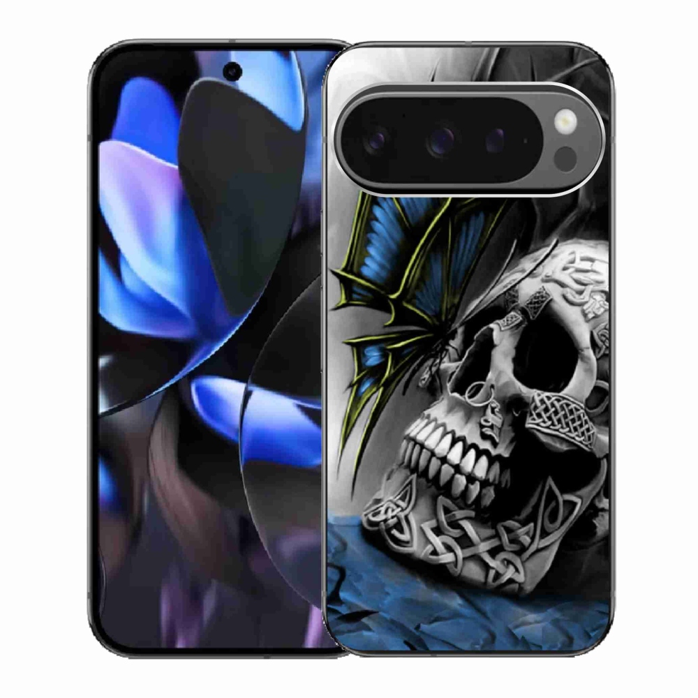 Gelový kryt mmCase na Google Pixel 9 Pro - motýl a lebka
