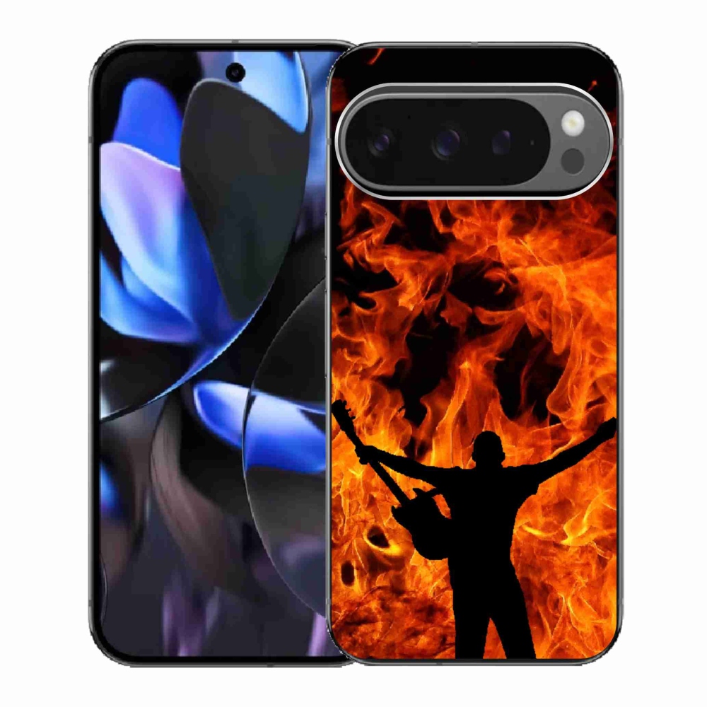 Gelový kryt mmCase na Google Pixel 9 Pro - muzikant a oheň