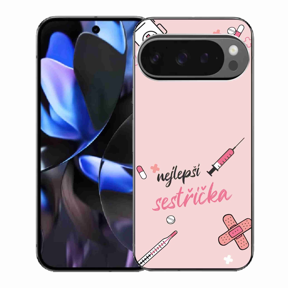 Gelový kryt mmCase na Google Pixel 9 Pro - nejlepší sestřička růžové pozadí