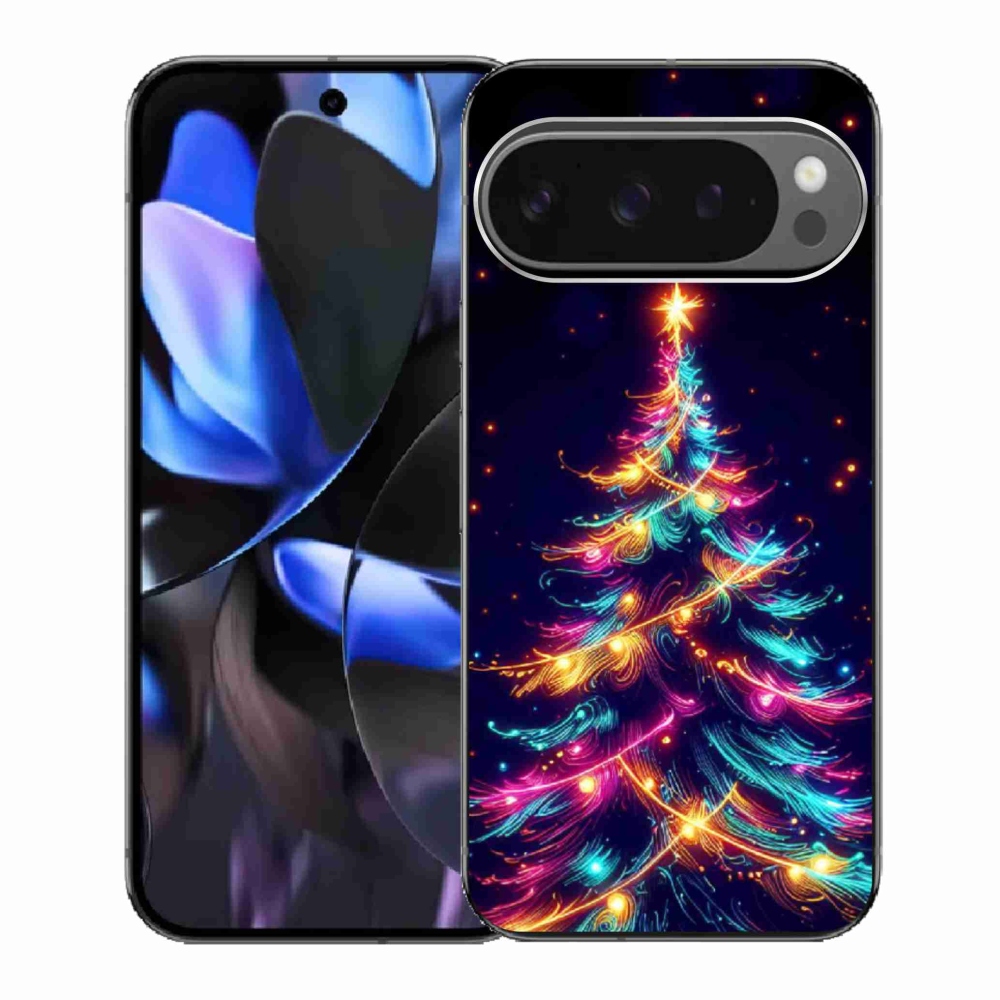Gelový kryt mmCase na Google Pixel 9 Pro - neonový vánoční stromek