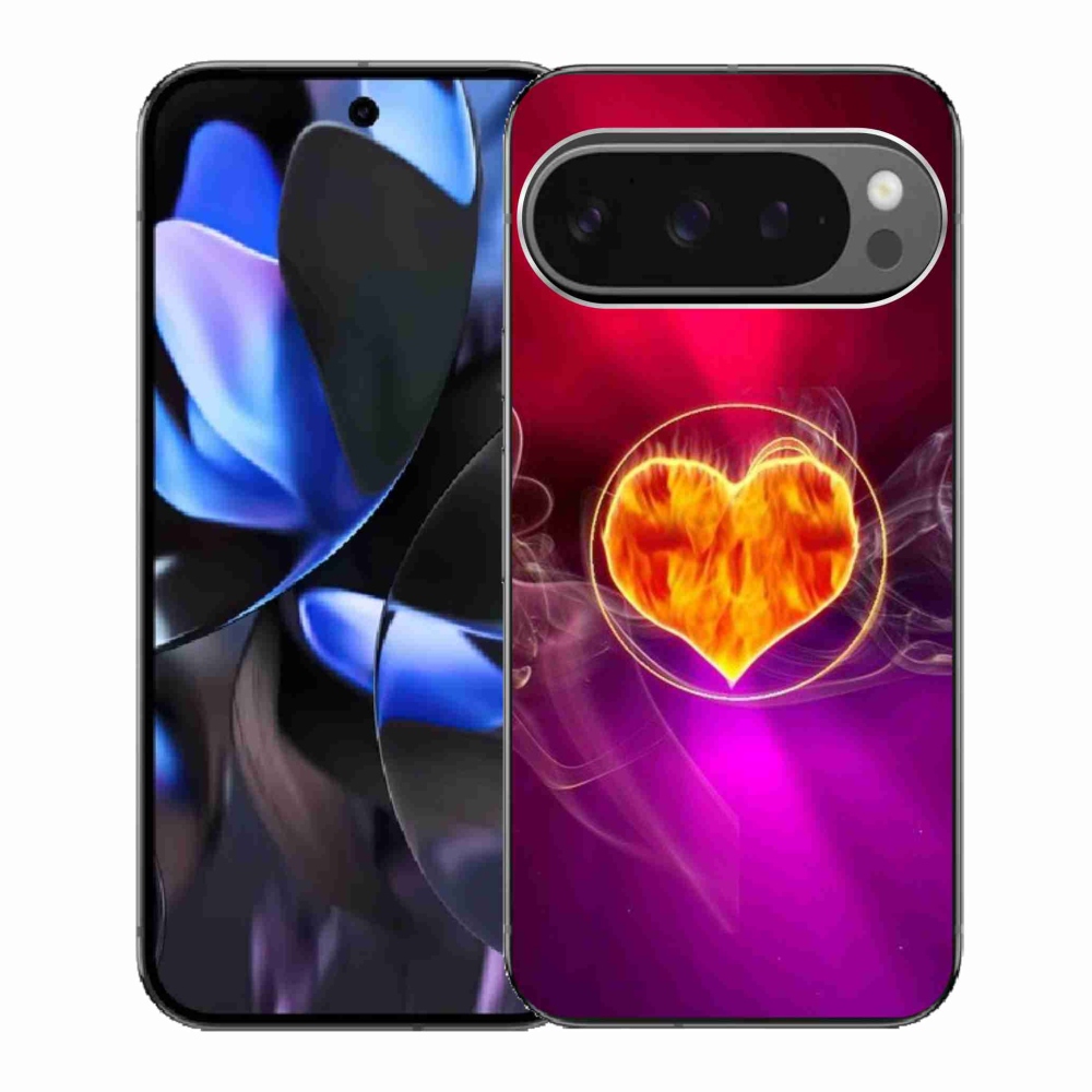 Gelový kryt mmCase na Google Pixel 9 Pro - ohnivé srdce