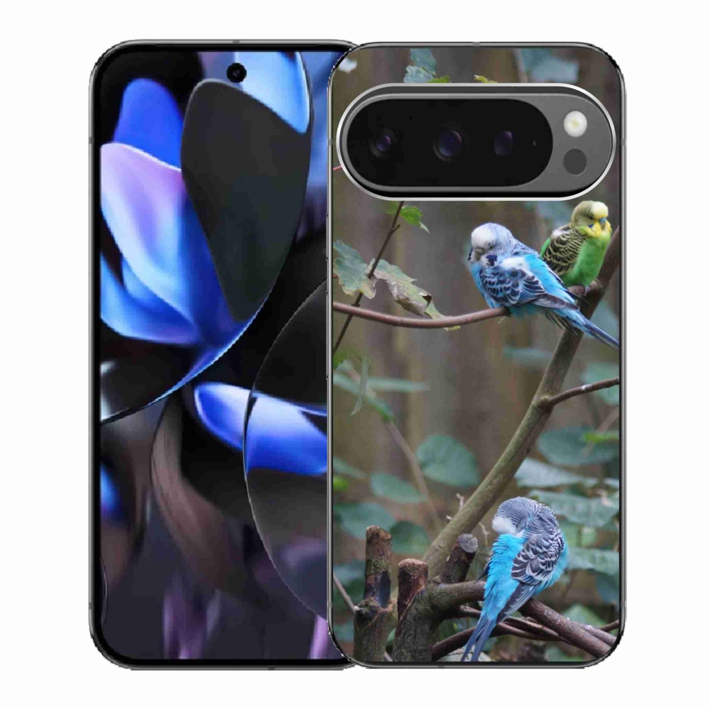 Gelový kryt mmCase na Google Pixel 9 Pro - papoušci na větvi