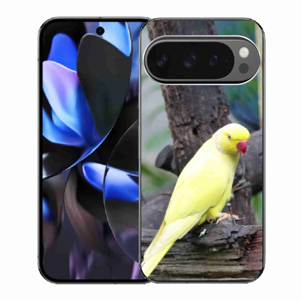 Gelový kryt mmCase na Google Pixel 9 Pro - papoušek alexandr žlutý