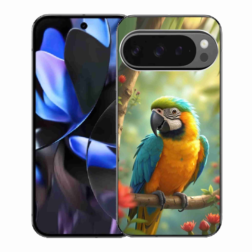 Gelový kryt mmCase na Google Pixel 9 Pro - papoušek ara modrožlutá