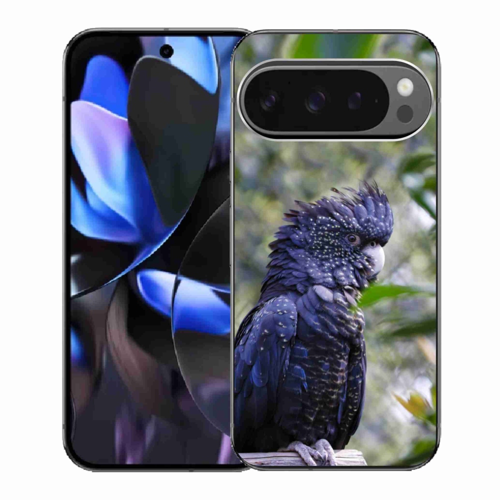 Gelový kryt mmCase na Google Pixel 9 Pro - papoušek kakadu černý