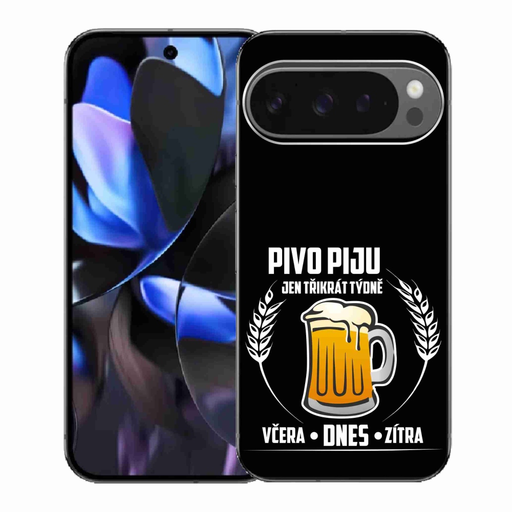 Gelový kryt mmCase na Google Pixel 9 Pro - pivní motiv černé pozadí