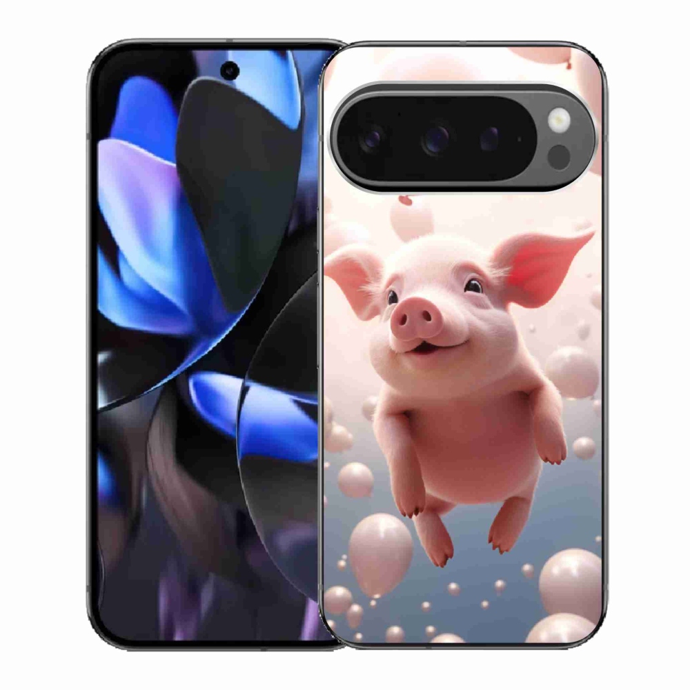Gelový kryt mmCase na Google Pixel 9 Pro - prasátko s balónky