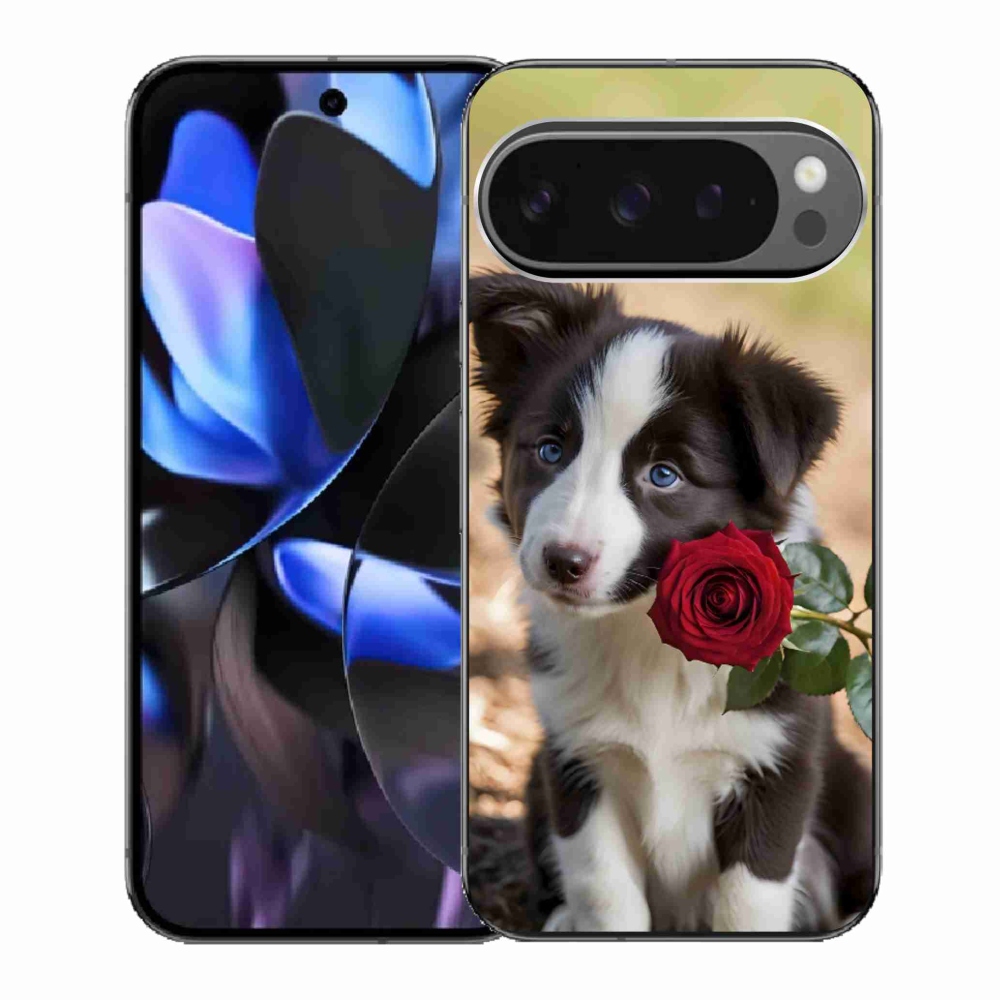 Gelový kryt mmCase na Google Pixel 9 Pro - roztomilá border kolie s růží