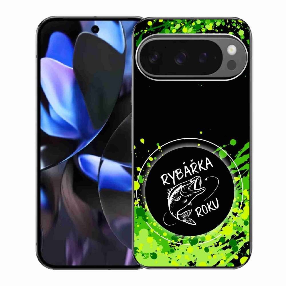 Gelový kryt mmCase na Google Pixel 9 Pro - rybářka roku černé pozadí