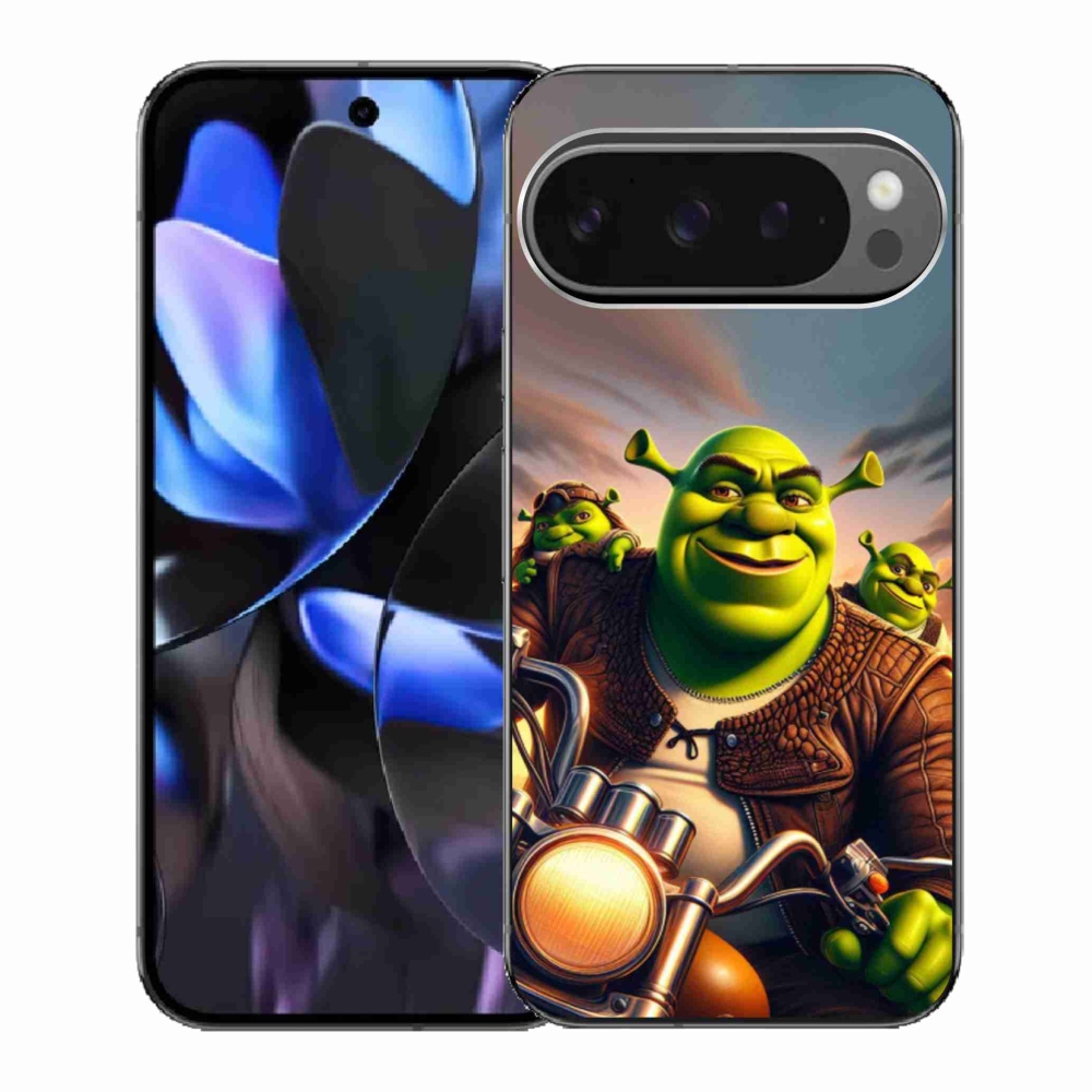 Gelový kryt mmCase na Google Pixel 9 Pro - shrek na motorce