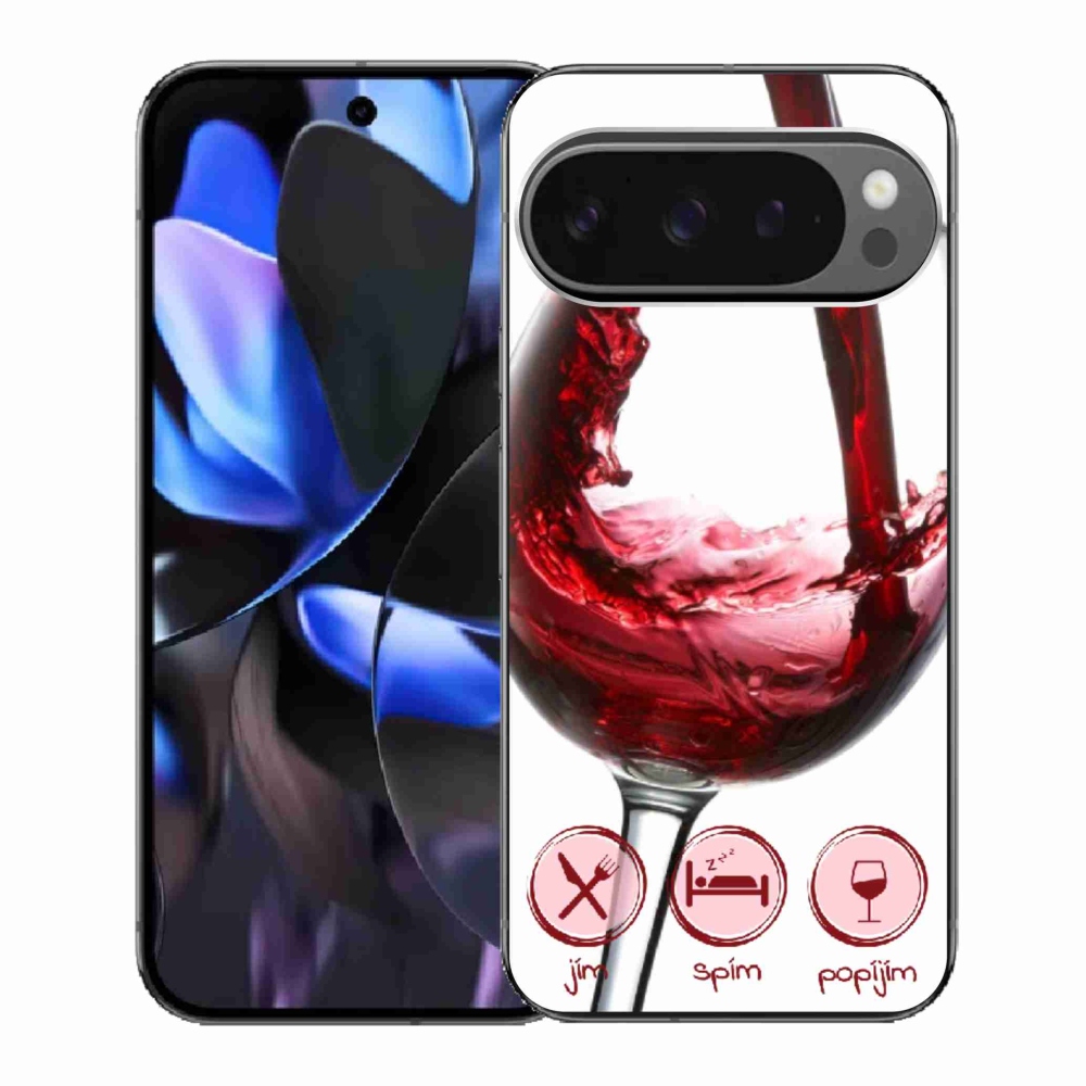 Gelový kryt mmCase na Google Pixel 9 Pro - sklenička vína červené