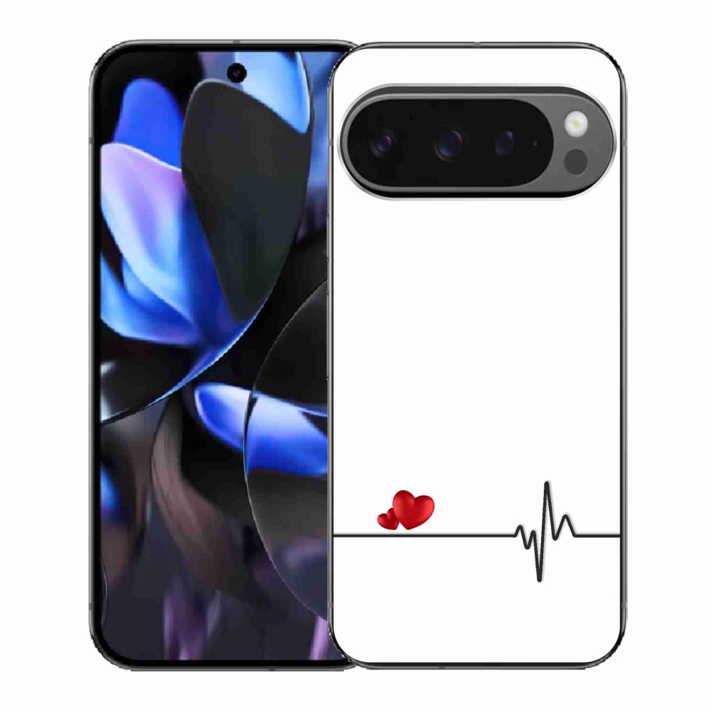 Gelový kryt mmCase na Google Pixel 9 Pro - srdce a tep bílé pozadí