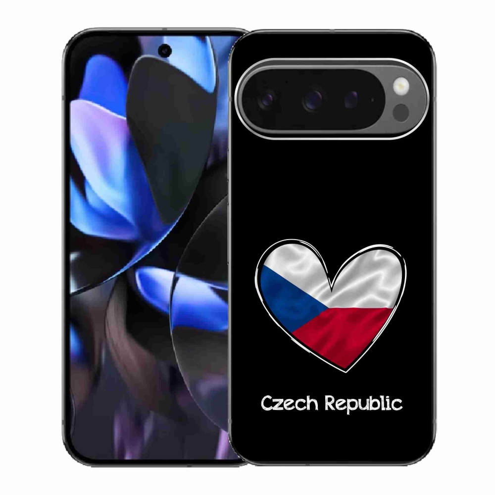 Gelový kryt mmCase na Google Pixel 9 Pro - vlajka srdce černé pozadí