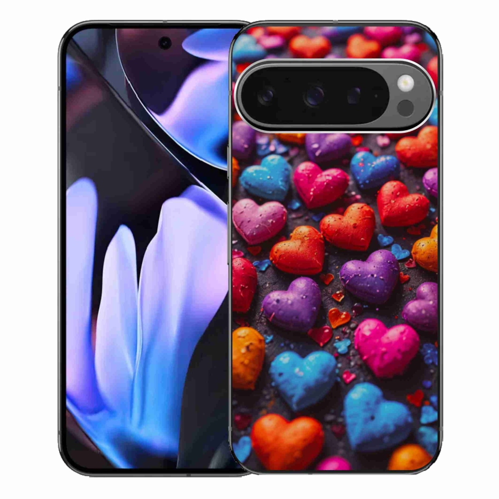 Gelový kryt mmCase na Google Pixel 9 Pro XL - barevná srdce