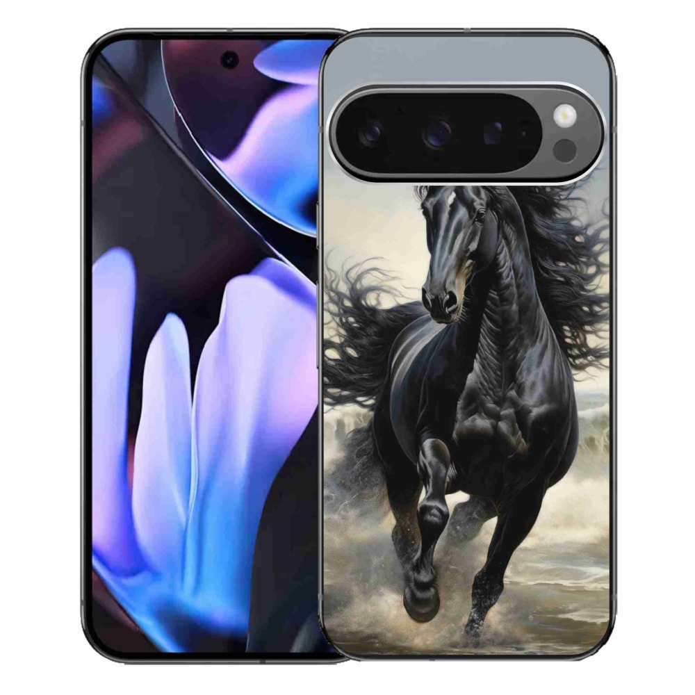 Gelový kryt mmCase na Google Pixel 9 Pro XL - běžící černý kůň