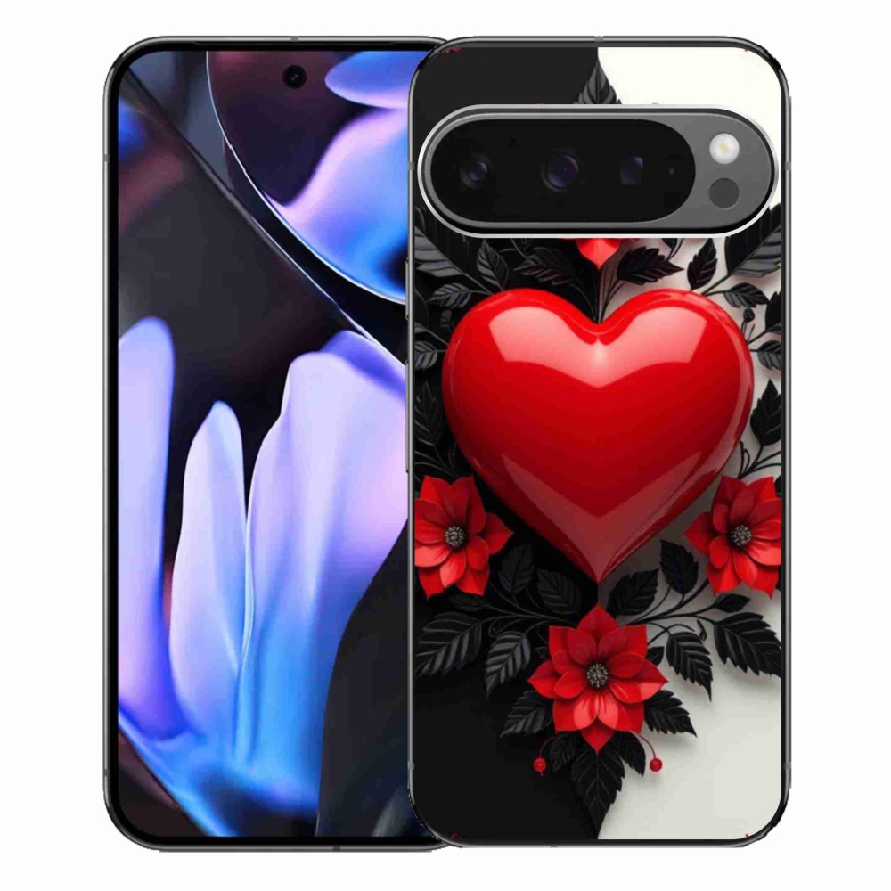 Gelový kryt mmCase na Google Pixel 9 Pro XL - červené srdce