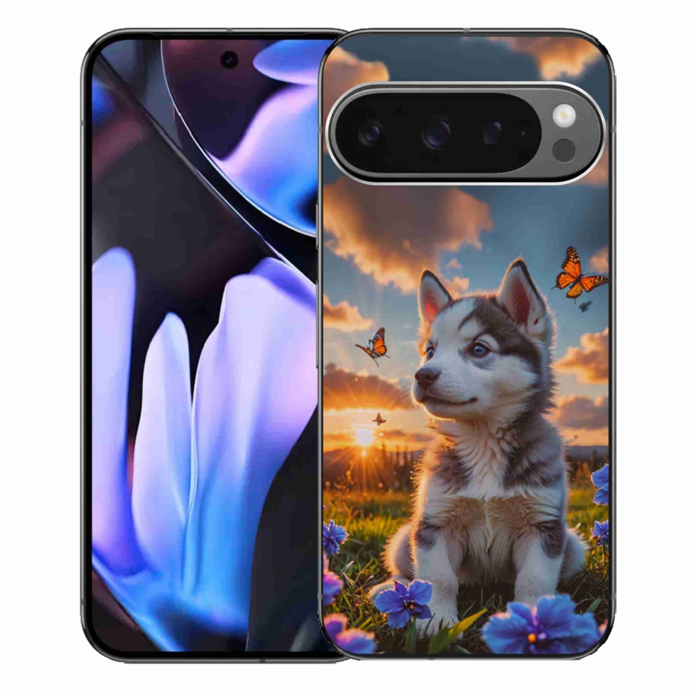 Gelový kryt mmCase na Google Pixel 9 Pro XL - husky při západu slunce