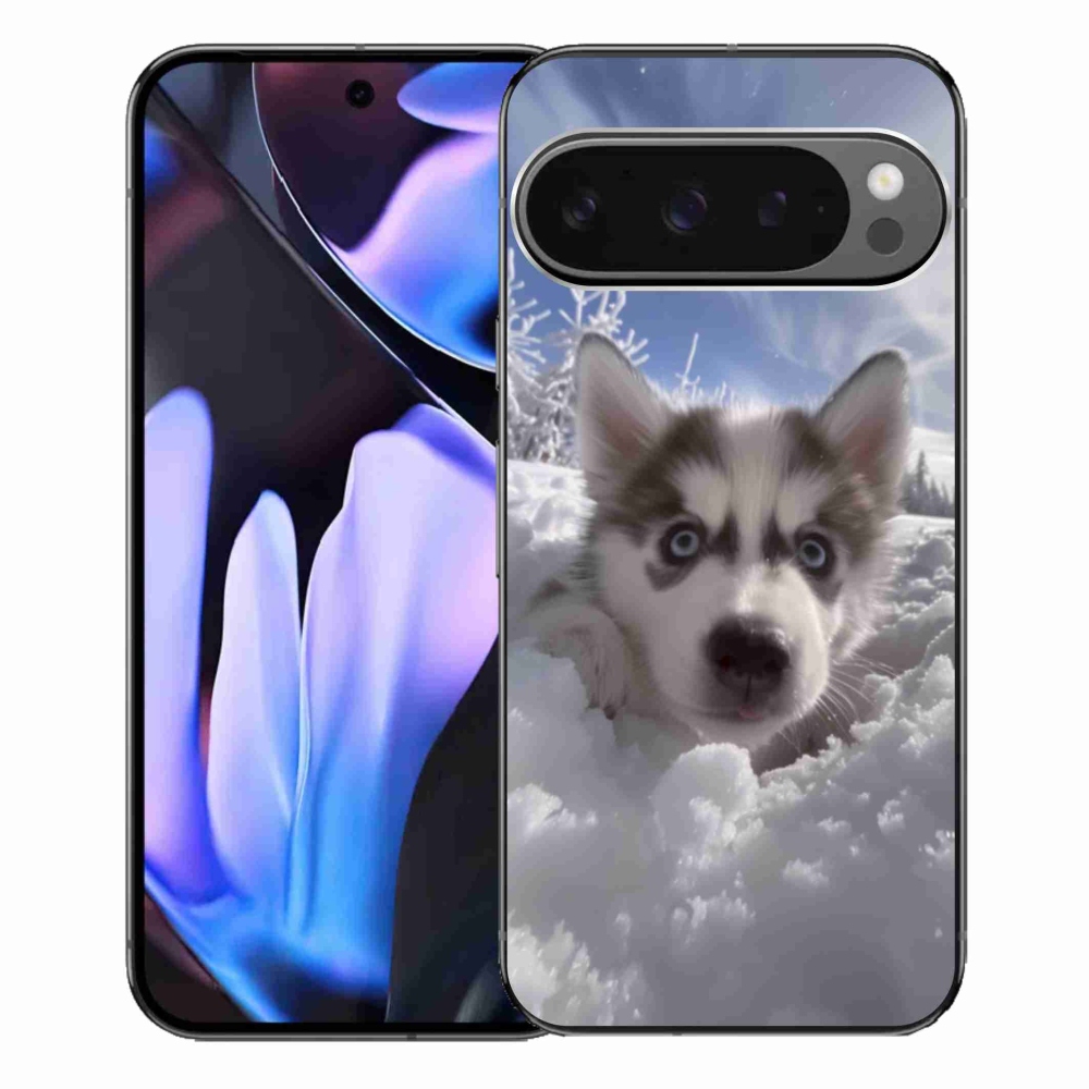 Gelový kryt mmCase na Google Pixel 9 Pro XL - husky ve sněhu