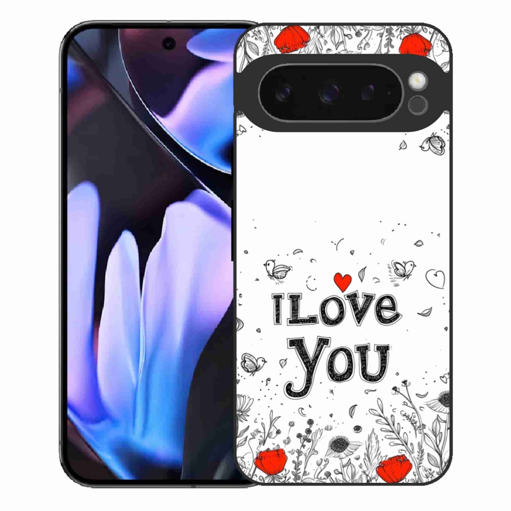Gelový kryt mmCase na Google Pixel 9 Pro XL - I love you bílé pozadí
