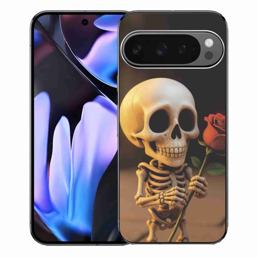Gelový kryt mmCase na Google Pixel 9 Pro XL - kostlivec s růží