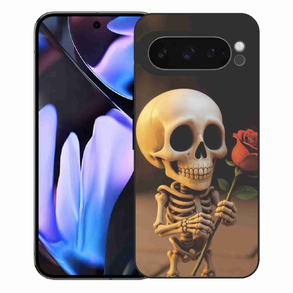 Gelový kryt mmCase na Google Pixel 9 Pro XL - kostlivec s růží