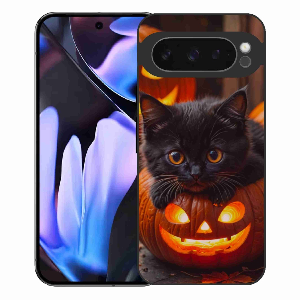 Gelový kryt mmCase na Google Pixel 9 Pro XL - kotě a dýně