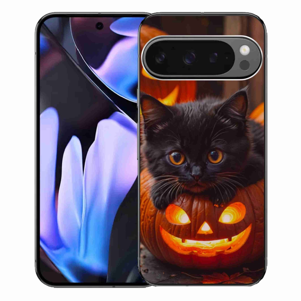 Gelový kryt mmCase na Google Pixel 9 Pro XL - kotě a dýně