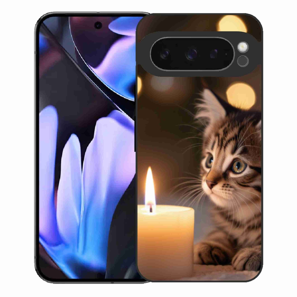 Gelový kryt mmCase na Google Pixel 9 Pro XL - kotě a svíčka