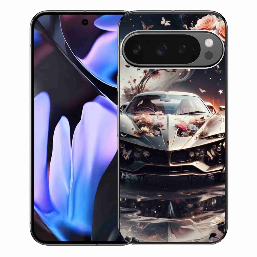Gelový kryt mmCase na Google Pixel 9 Pro XL - květinový sportovní vůz
