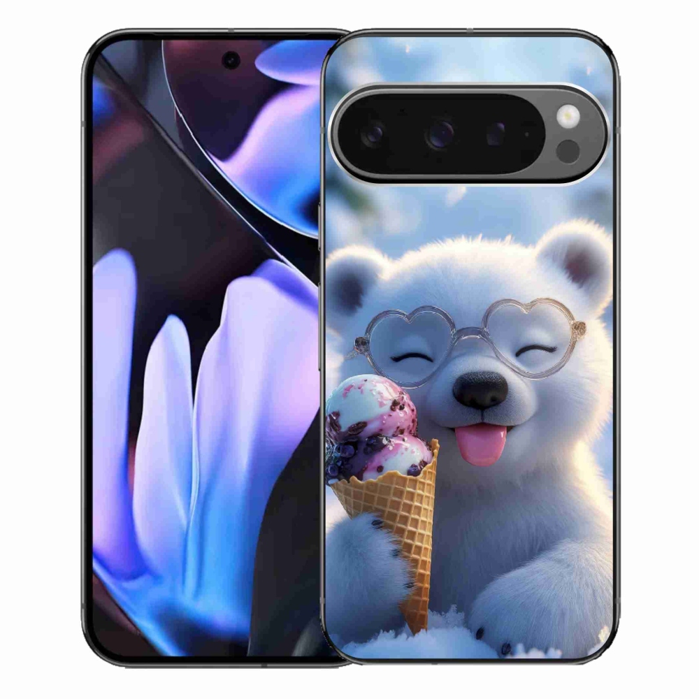 Gelový kryt mmCase na Google Pixel 9 Pro XL - medvídek se zmrzlinou