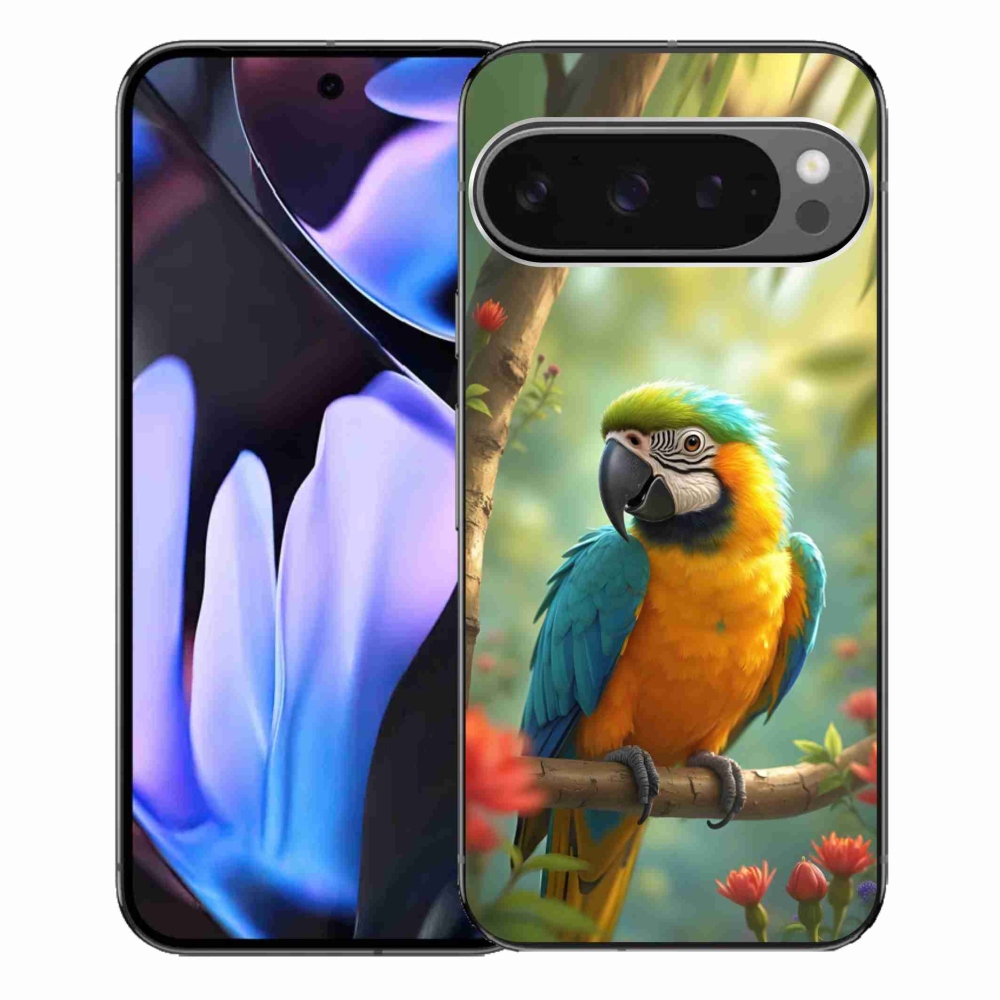 Gelový kryt mmCase na Google Pixel 9 Pro XL - papoušek ara modrožlutá
