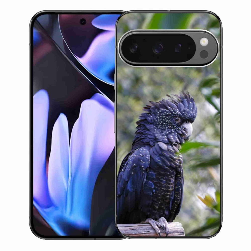 Gelový kryt mmCase na Google Pixel 9 Pro XL - papoušek kakadu černý
