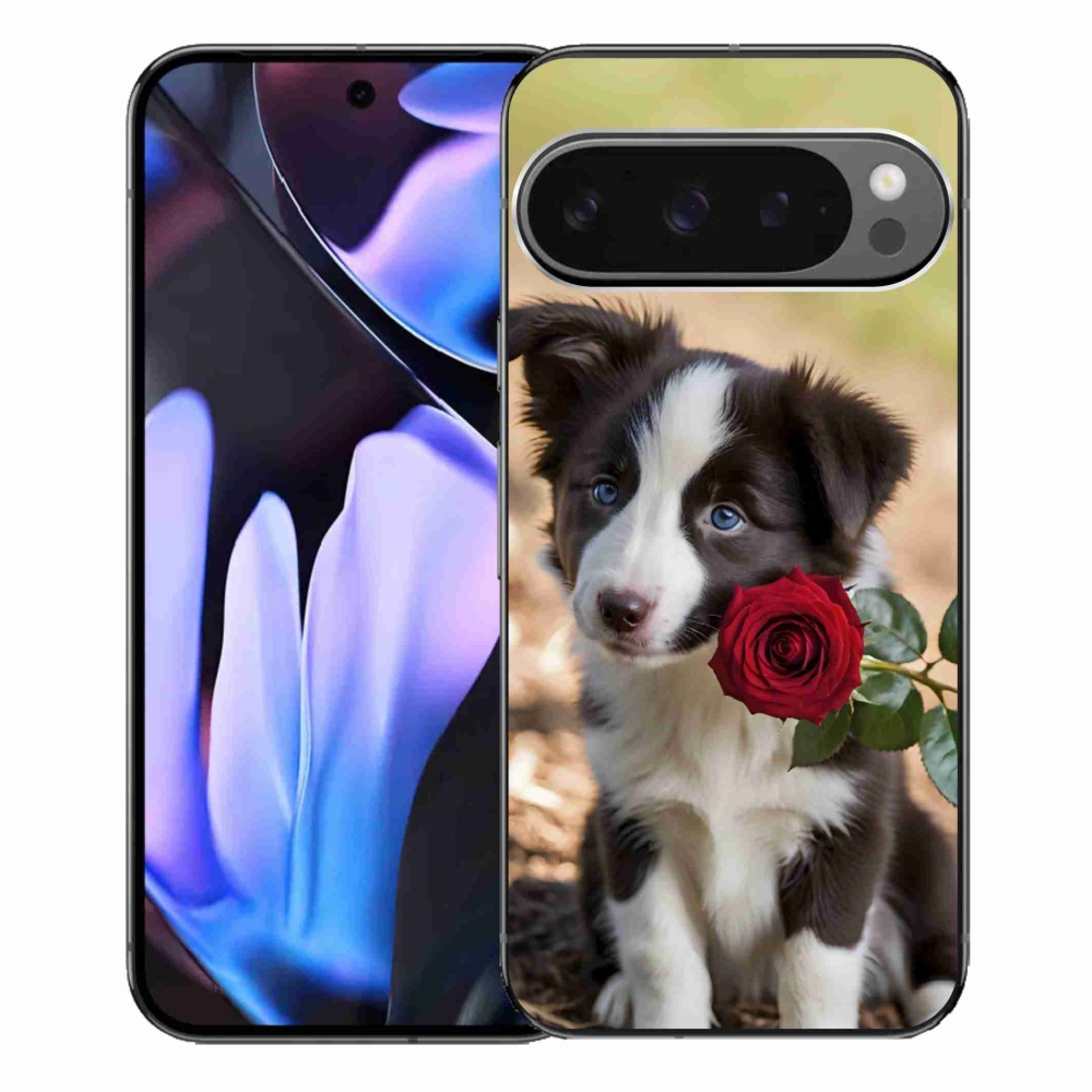 Gelový kryt mmCase na Google Pixel 9 Pro XL - roztomilá border kolie s růží