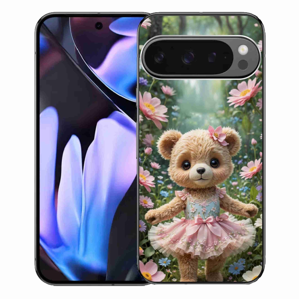 Gelový kryt mmCase na Google Pixel 9 Pro XL - roztomilý medvídek v květinách