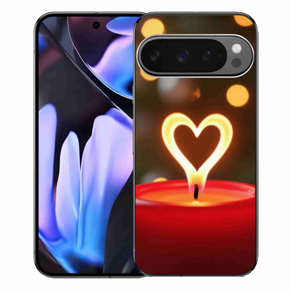 Gelový kryt mmCase na Google Pixel 9 Pro XL - srdce z plamene