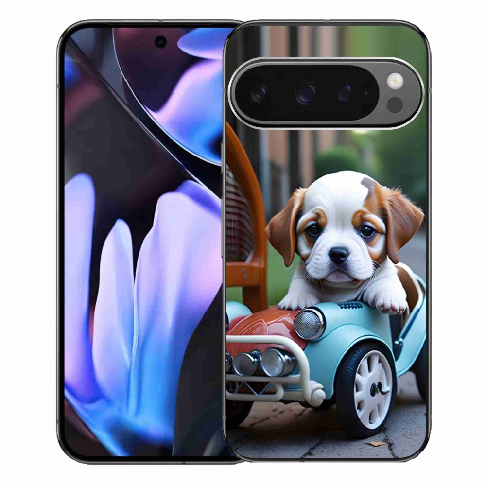 Gelový kryt mmCase na Google Pixel 9 Pro XL - štěně v retro autě