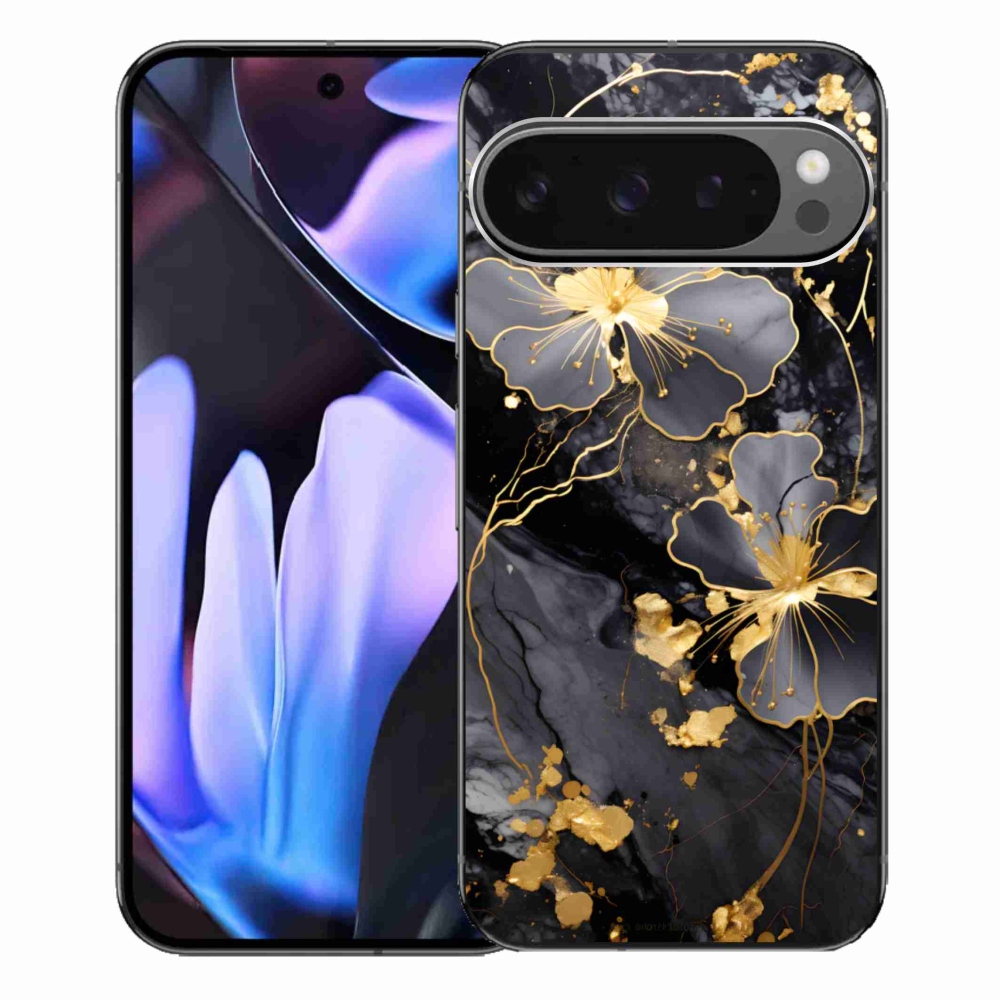 Gelový kryt mmCase na Google Pixel 9 Pro XL - zlaté květy