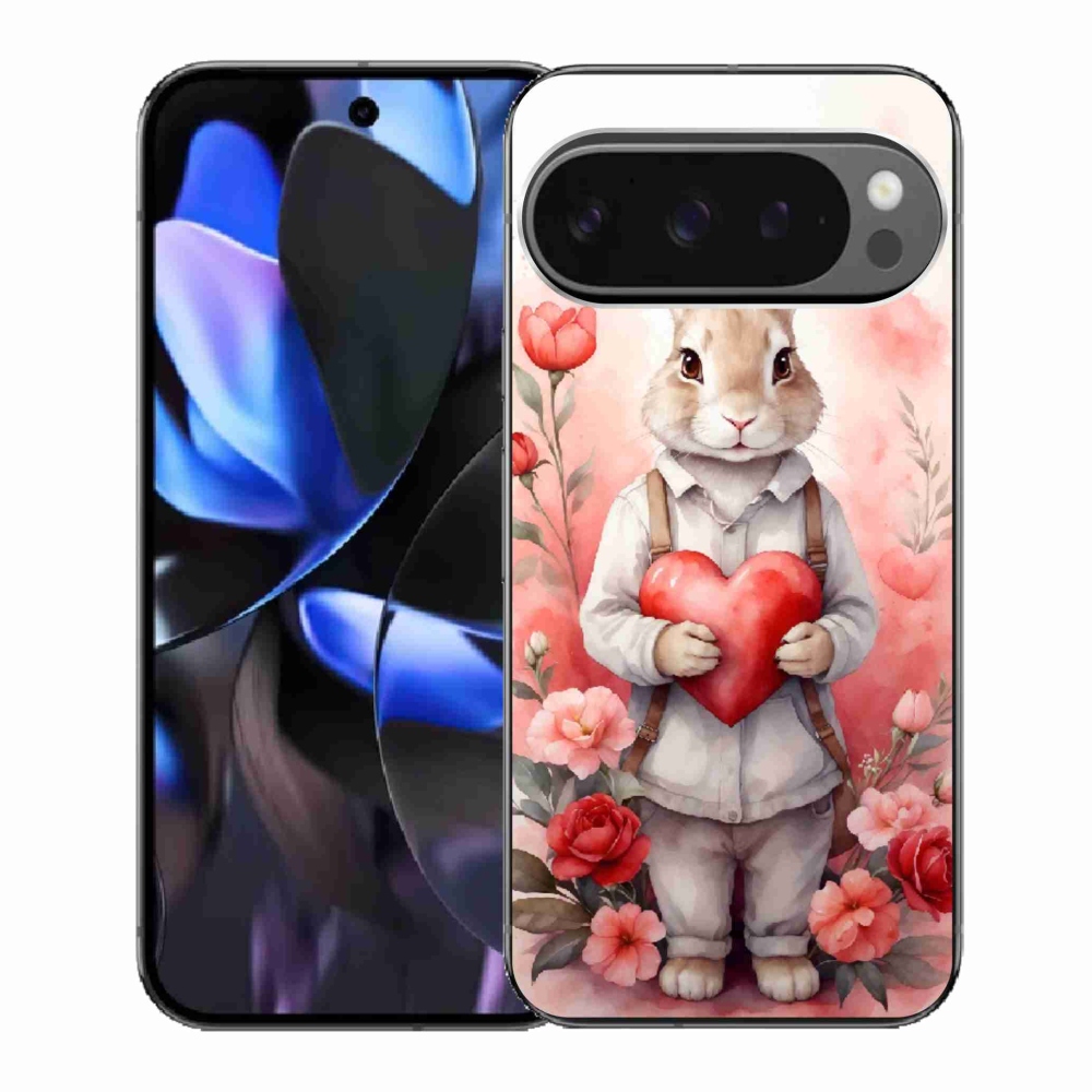 Gelový kryt mmCase na Google Pixel 9 Pro - zajíc se srdíčkem