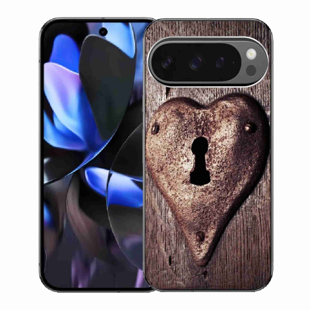 Gelový kryt mmCase na Google Pixel 9 Pro - zámek ve tvaru srdce