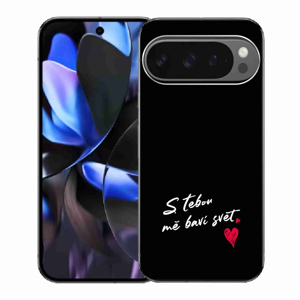 Gelový kryt mmCase na Google Pixel 9 Pro - zamilovaný text 1 černé pozadí