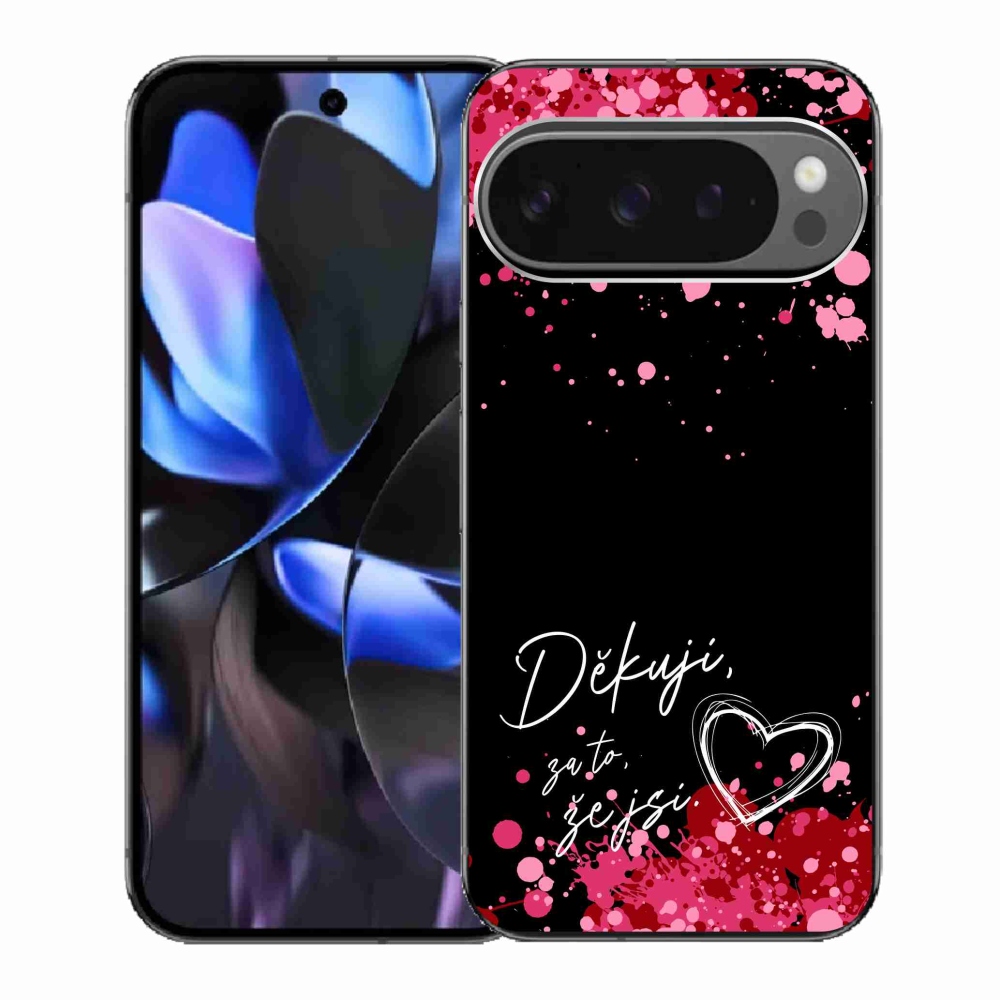 Gelový kryt mmCase na Google Pixel 9 Pro - zamilovaný text 2 černé pozadí
