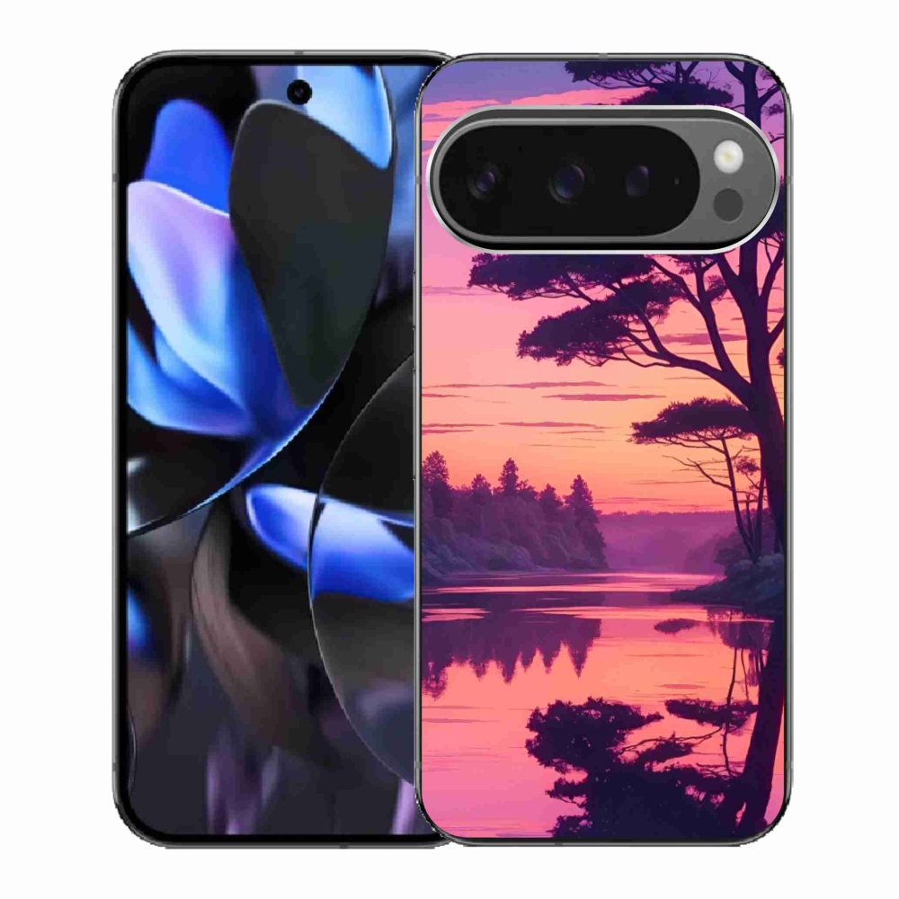 Gelový kryt mmCase na Google Pixel 9 Pro - západ slunce nad jezerem